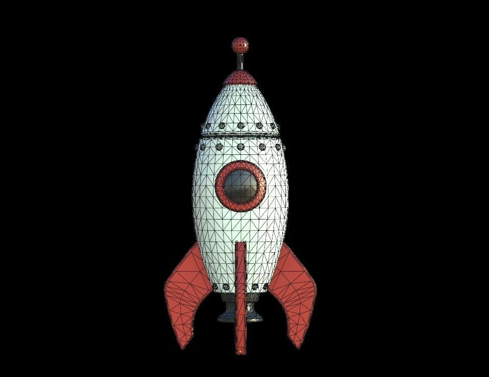 Cartoon Rocket PBR Low-poly 3D model_12