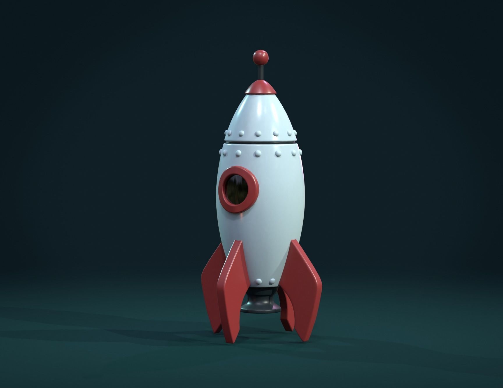 Cartoon Rocket PBR Low-poly 3D model_4
