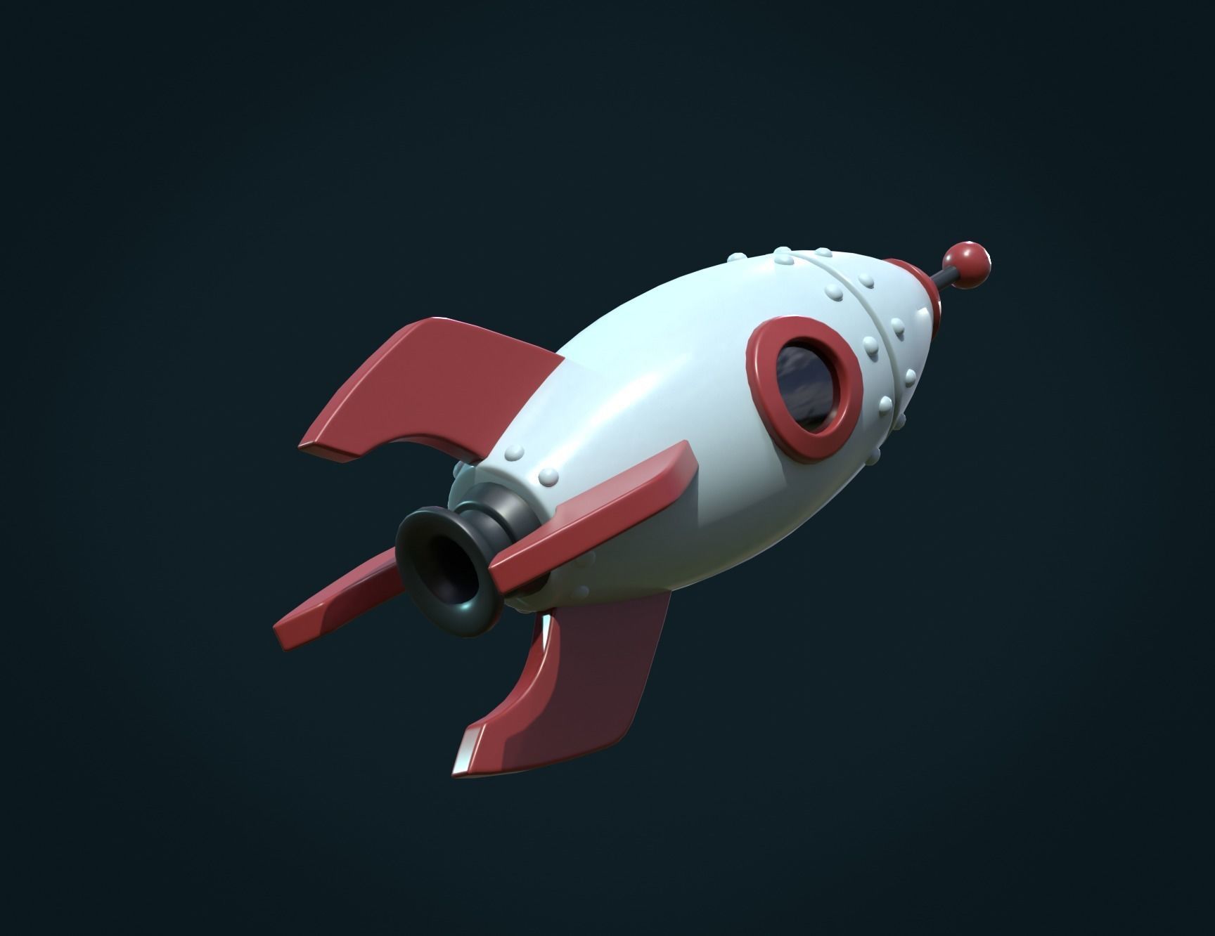 Cartoon Rocket PBR Low-poly 3D model_10