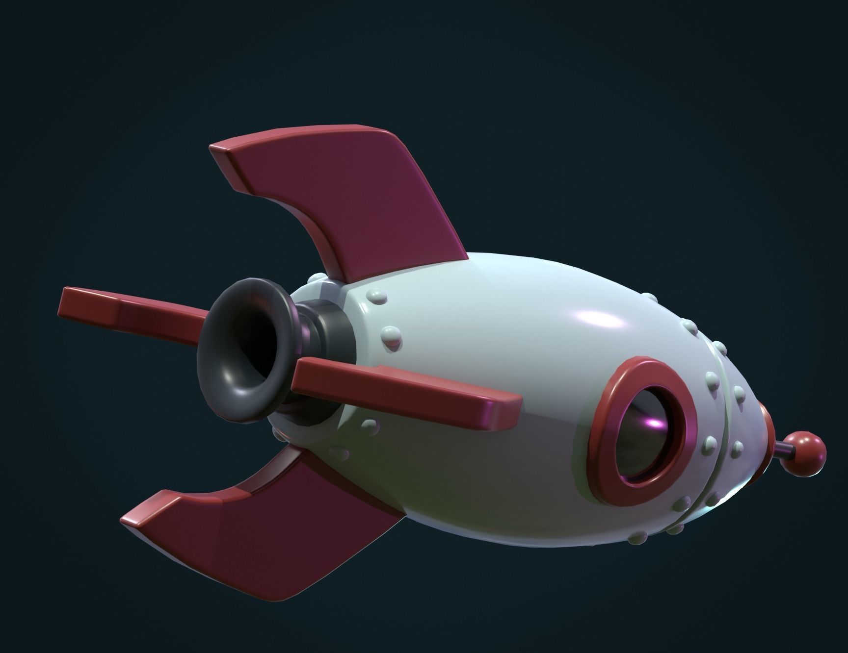 Cartoon Rocket PBR Low-poly 3D model_9