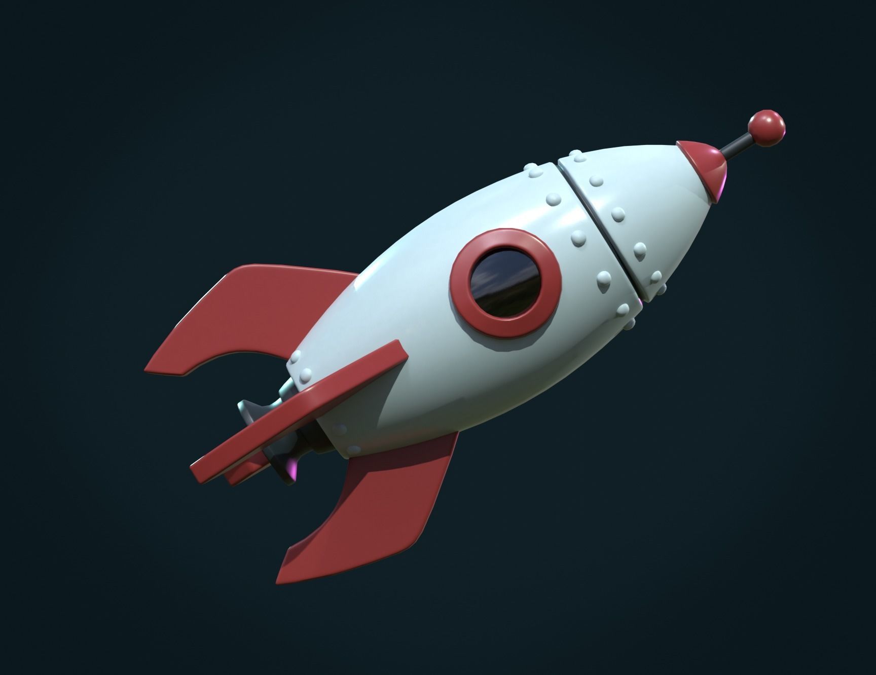 Cartoon Rocket PBR Low-poly 3D model_2