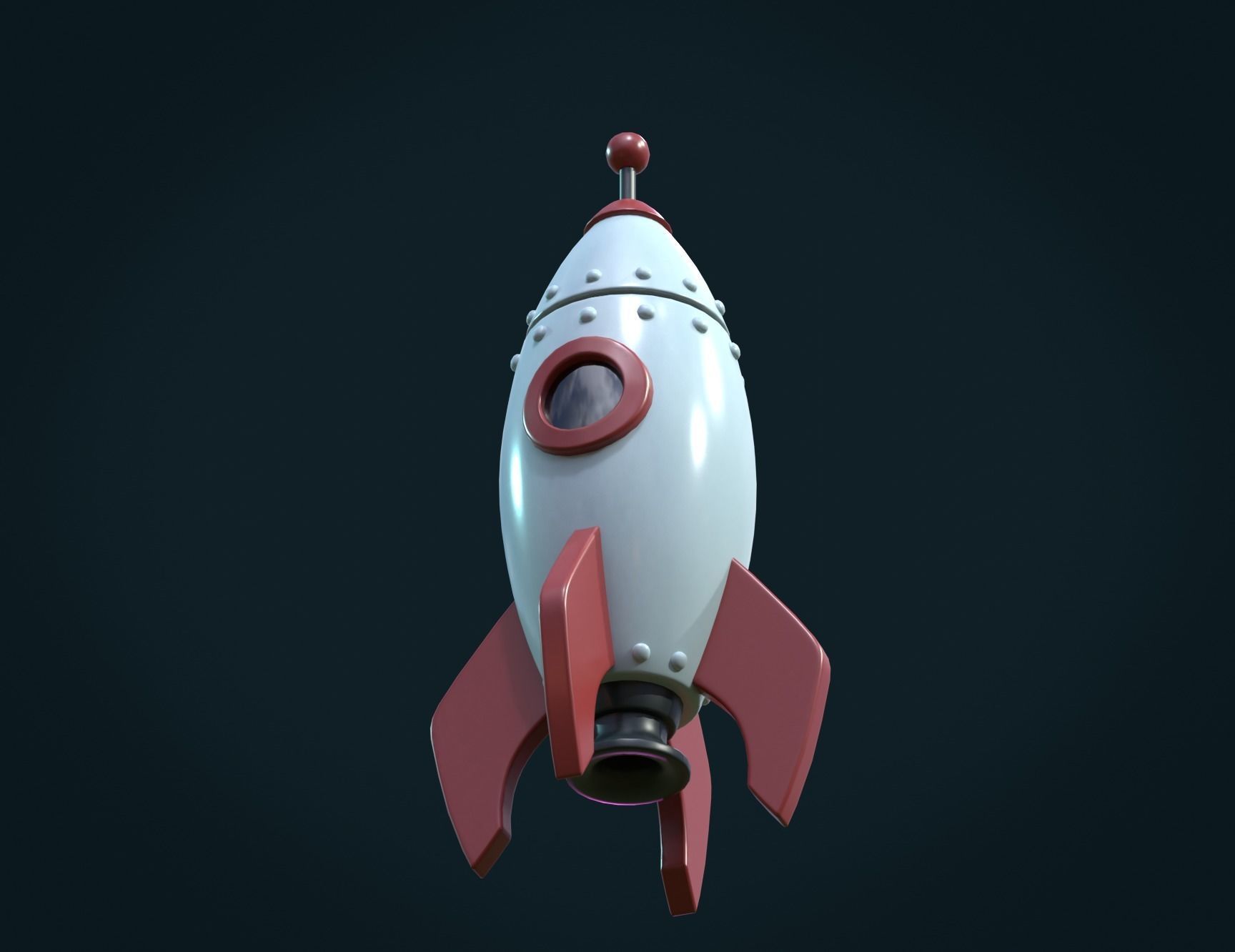 Cartoon Rocket PBR Low-poly 3D model_8