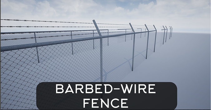 Lowpoly Modular Barbed Wire Fence Low-poly 3D model