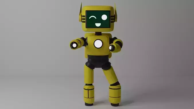 Robot Cute Yellow 3D Toy Model