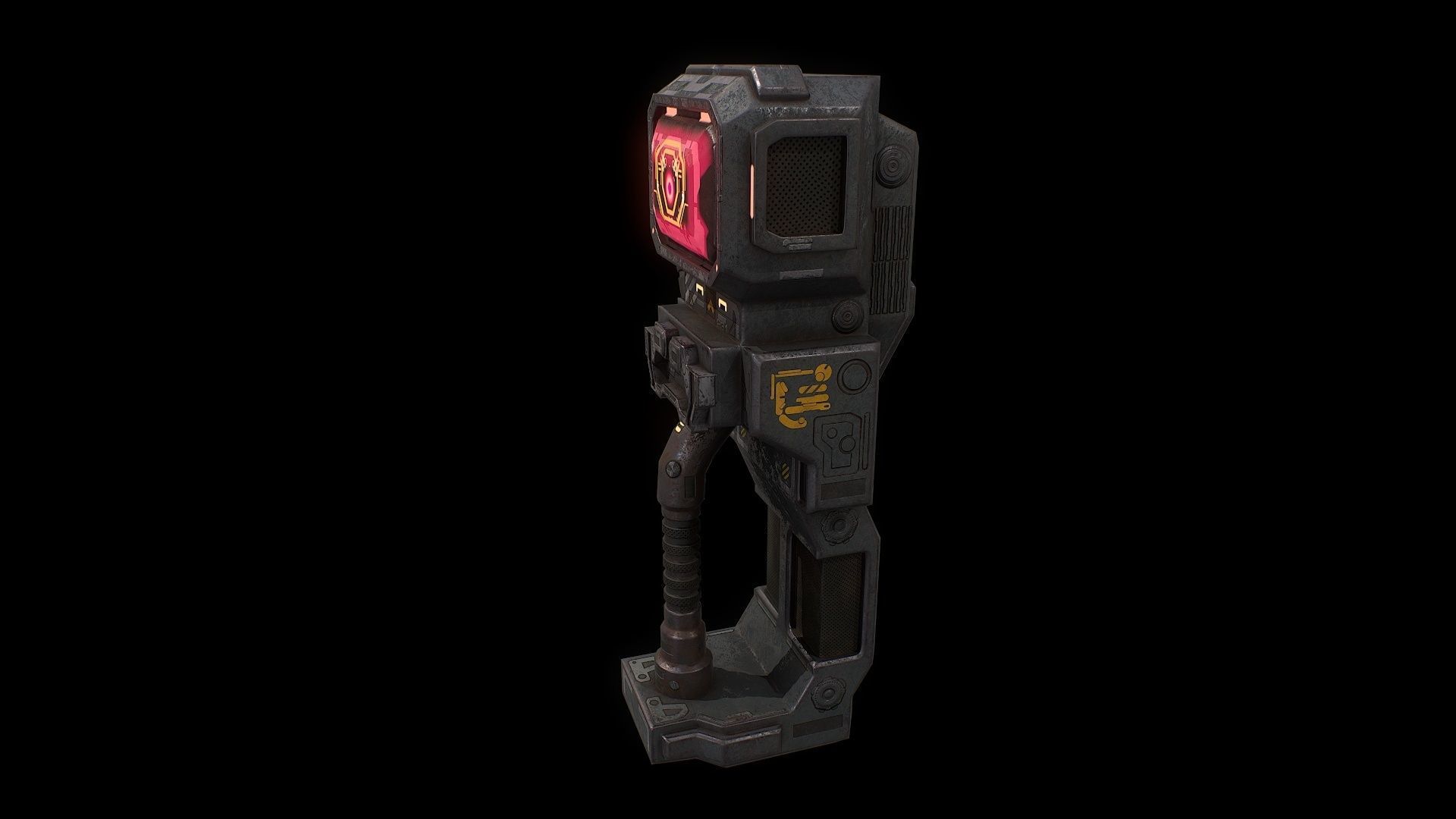 Low poly sci fi hand scanner tool Low-poly 3D model_3