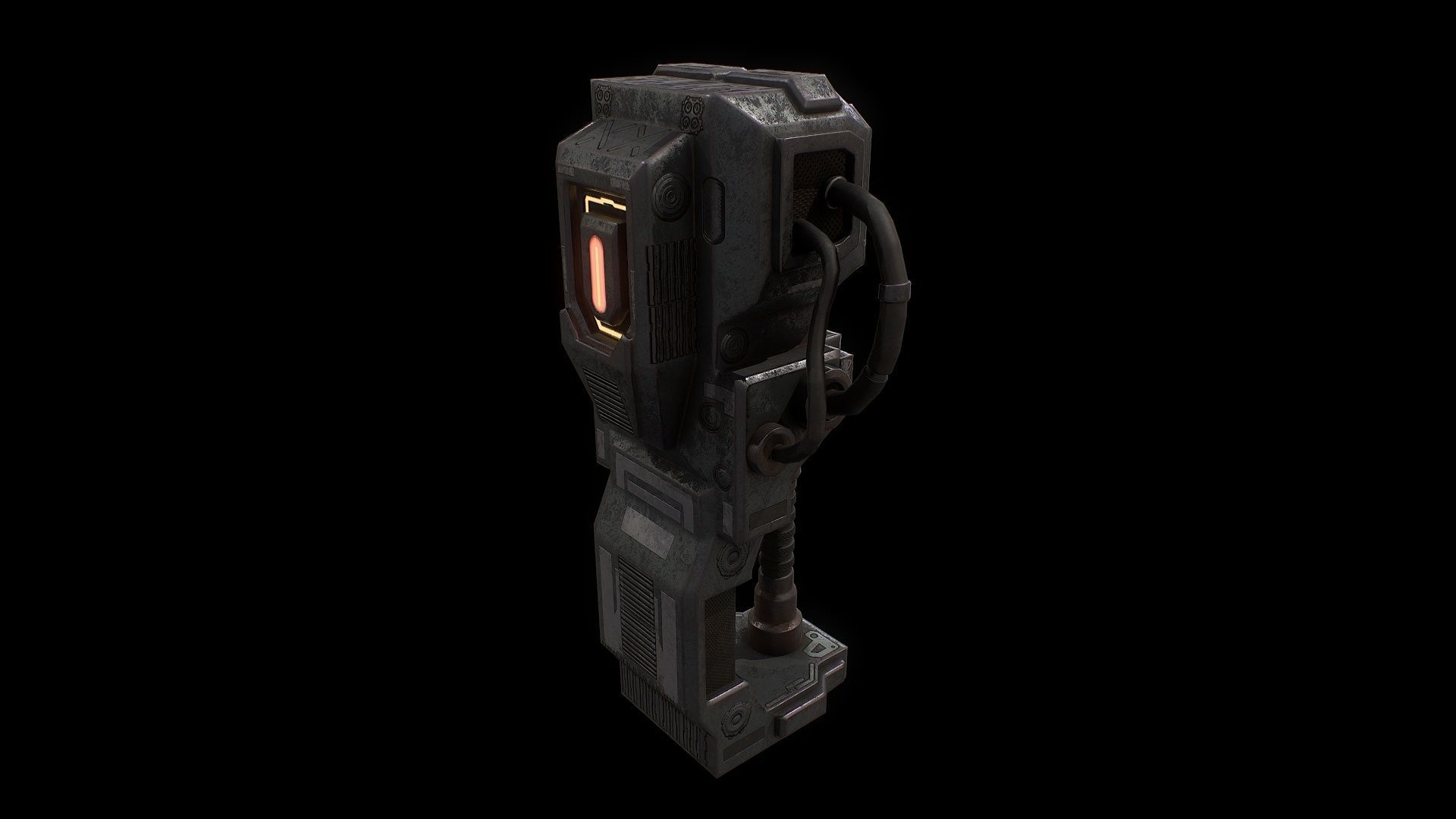 Low poly sci fi hand scanner tool Low-poly 3D model_6