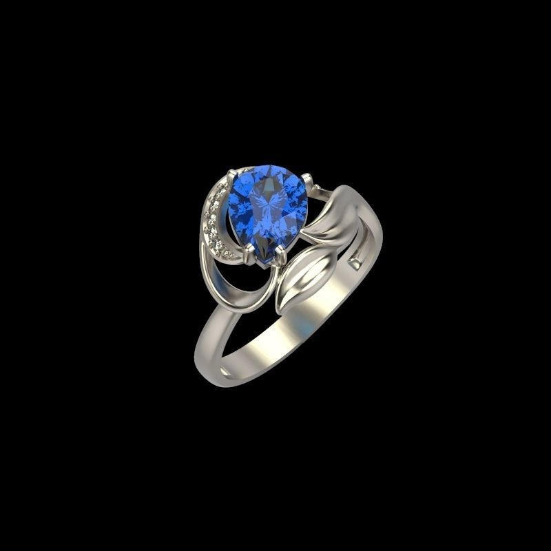 Women ring with gems 3dm stl 3D print model_12