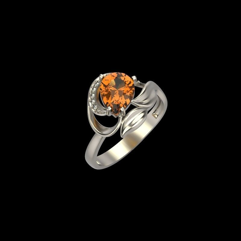 Women ring with gems 3dm stl 3D print model_13