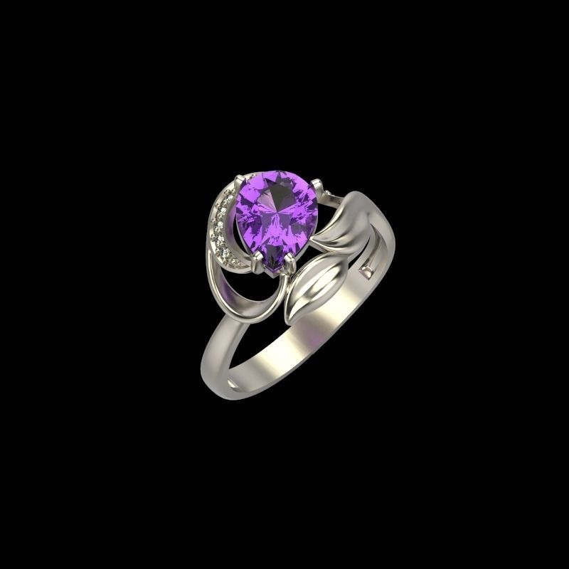 Women ring with gems 3dm stl 3D print model_10