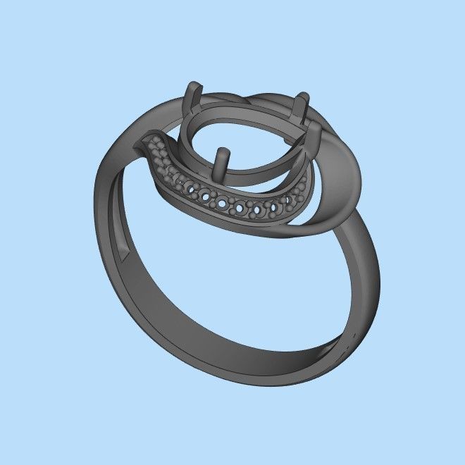 Women ring with gems 3dm stl 3D print model_32