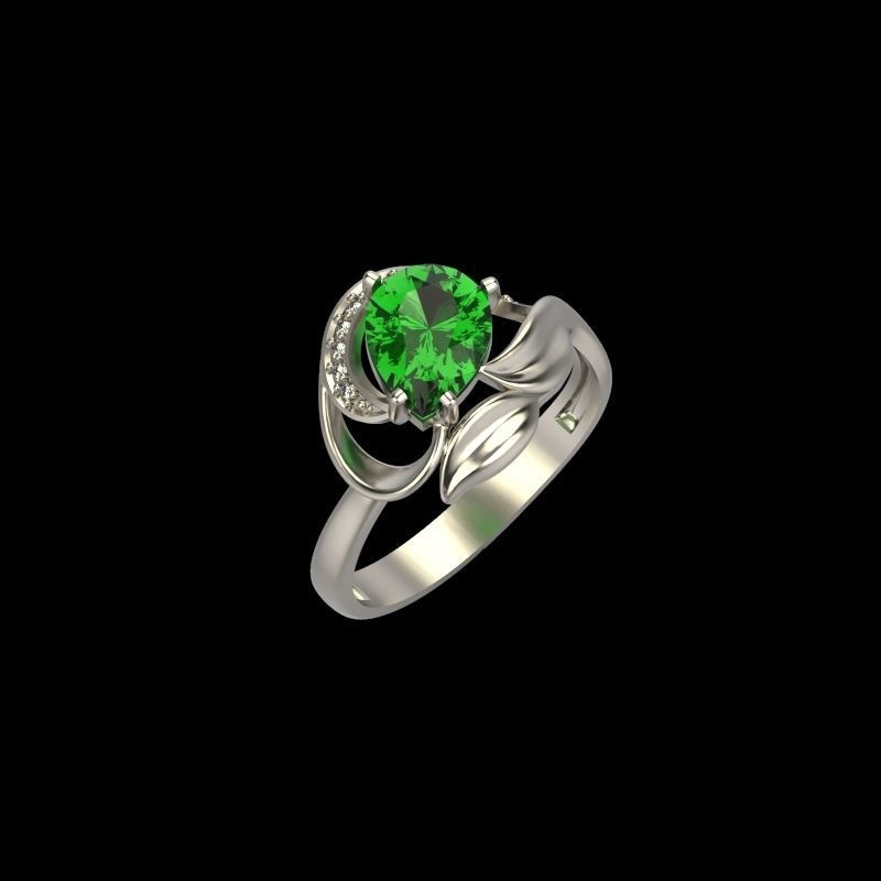 Women ring with gems 3dm stl 3D print model_11