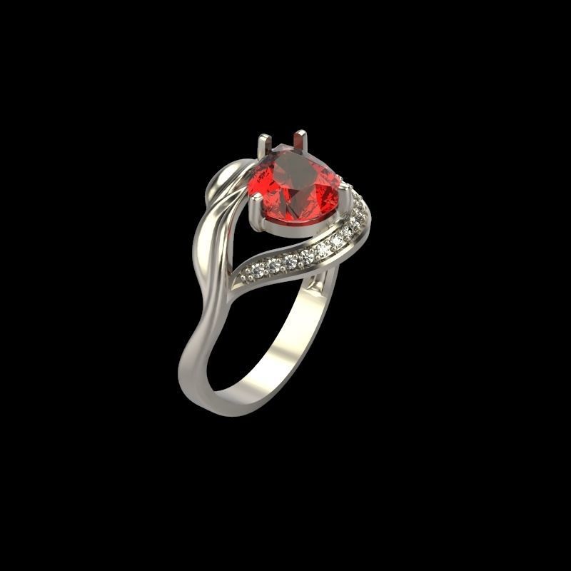 Women ring with gems 3dm stl 3D print model_4