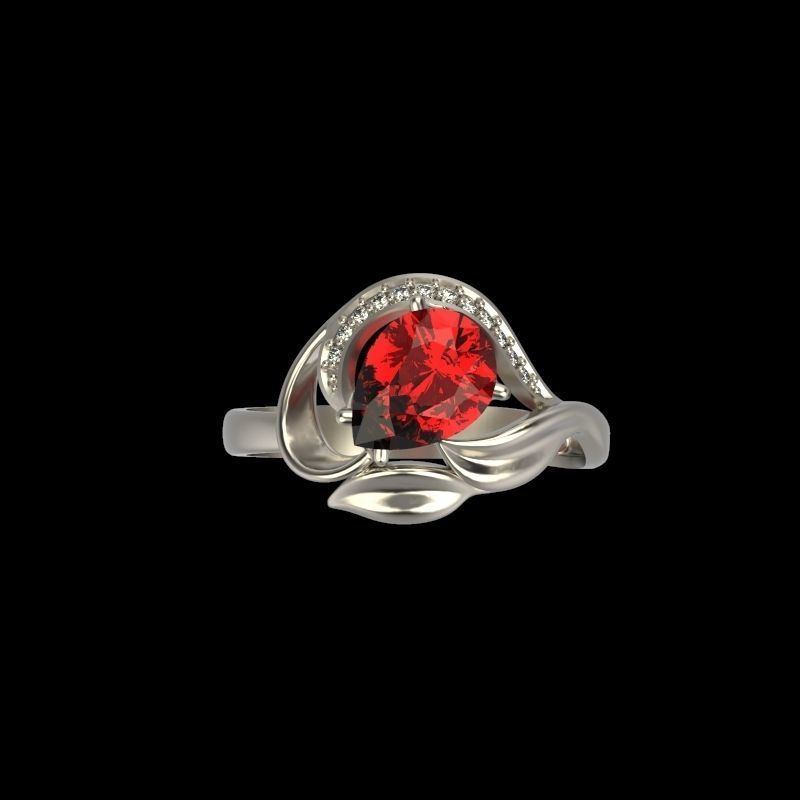 Women ring with gems 3dm stl 3D print model_8