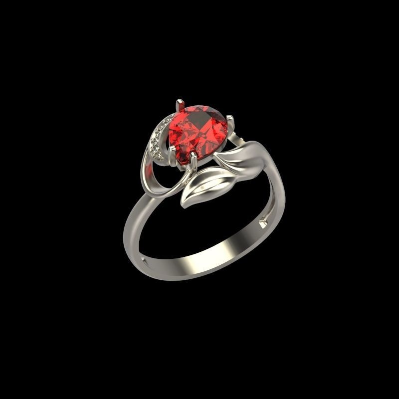 Women ring with gems 3dm stl 3D print model_9
