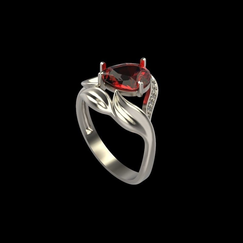 Women ring with gems 3dm stl 3D print model_5