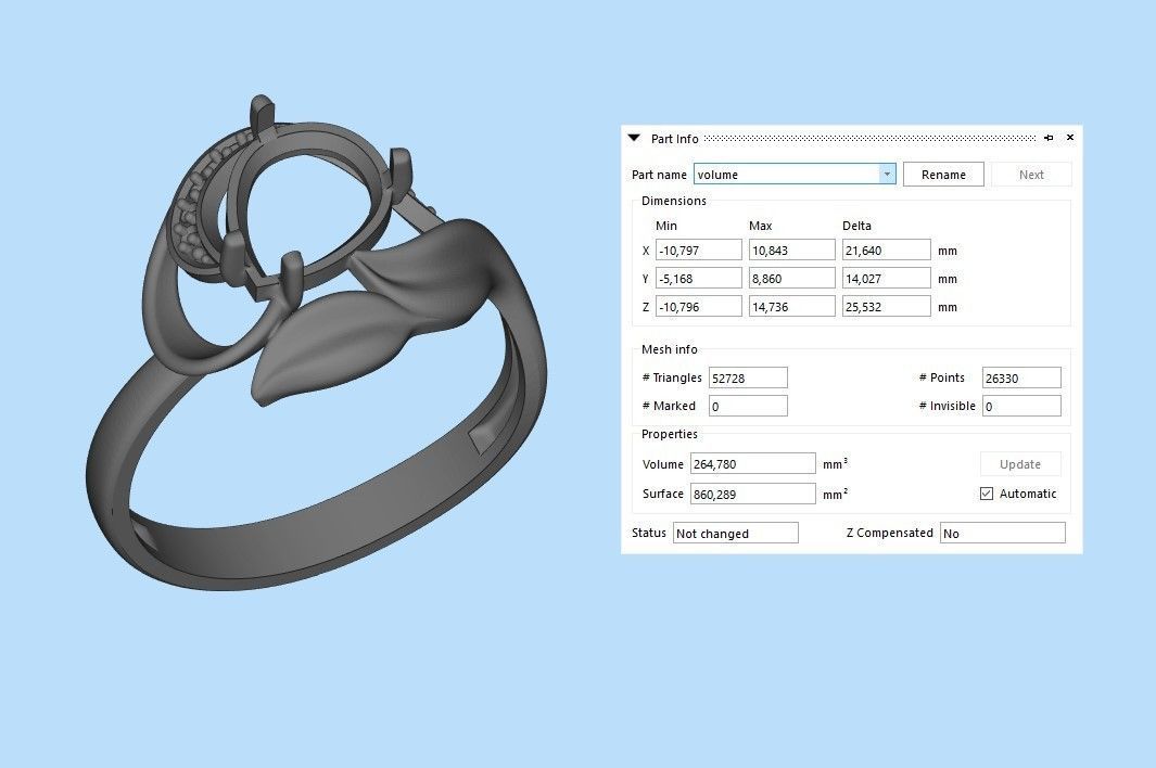 Women ring with gems 3dm stl 3D print model_34
