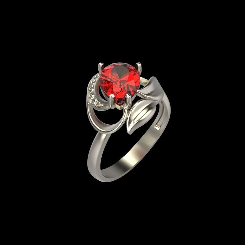 Women ring with gems 3dm stl 3D print model_1