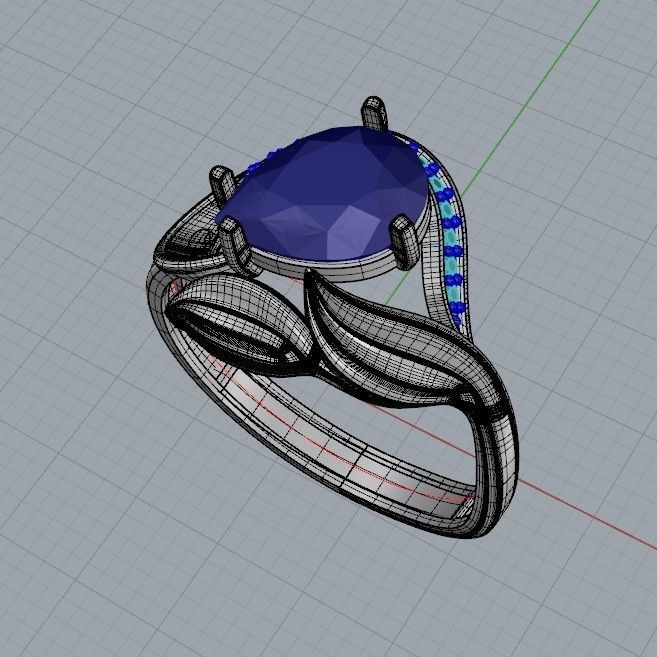 Women ring with gems 3dm stl 3D print model_27