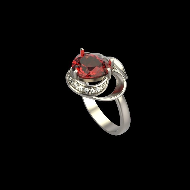 Women ring with gems 3dm stl 3D print model_2