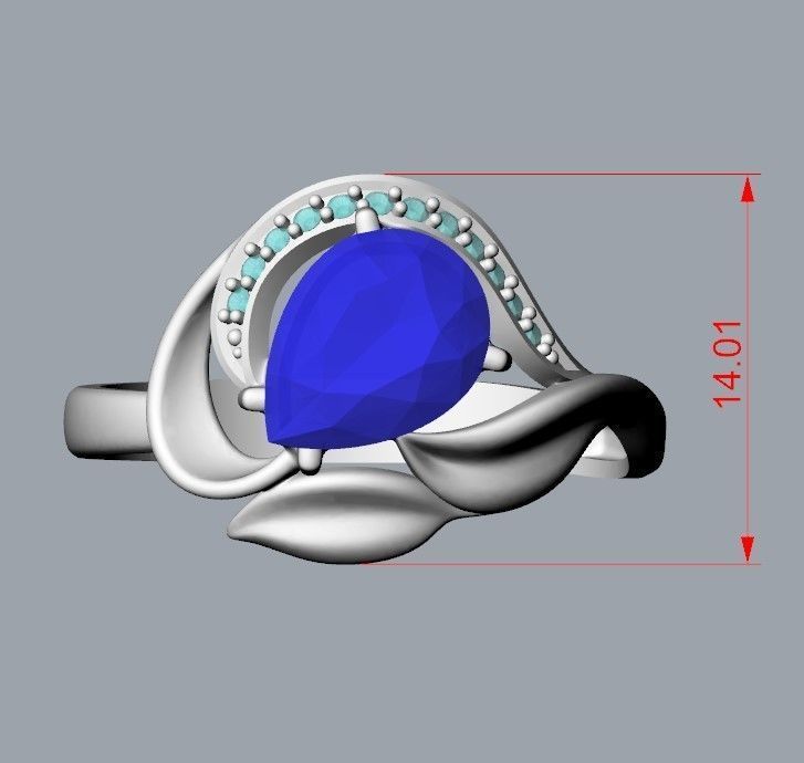 Women ring with gems 3dm stl 3D print model_26
