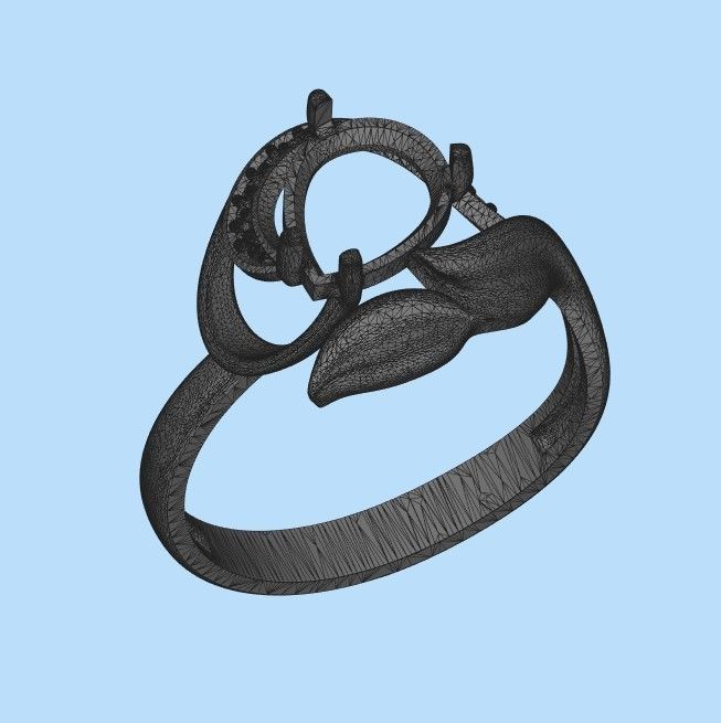 Women ring with gems 3dm stl 3D print model_35