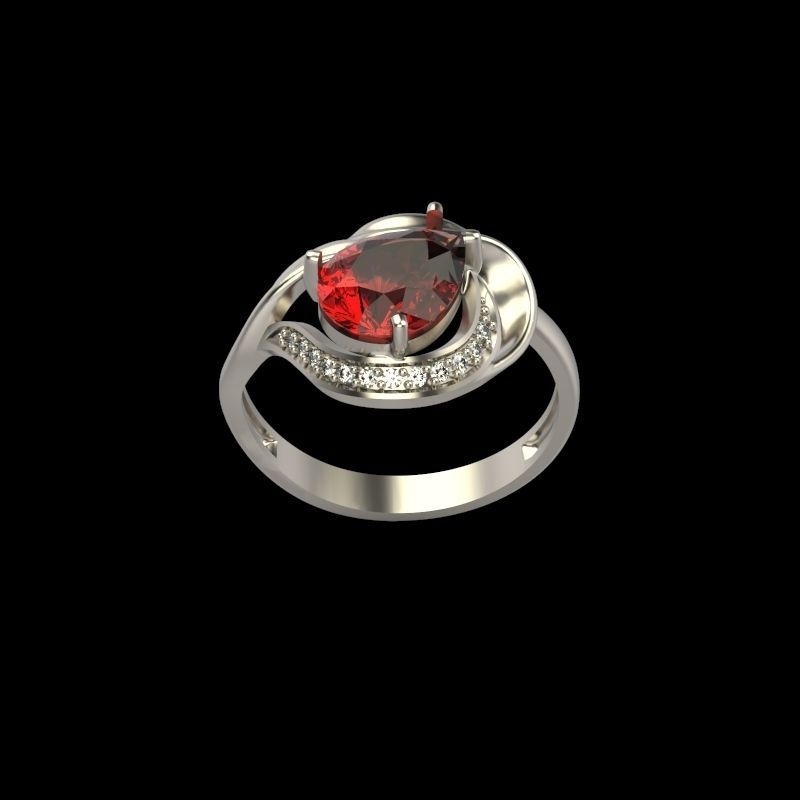 Women ring with gems 3dm stl 3D print model_3