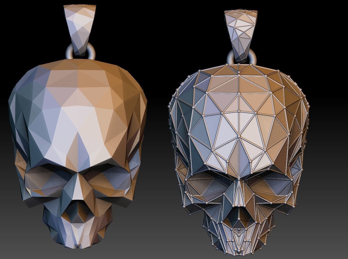 skull pendant lwo poly  3D print model_3