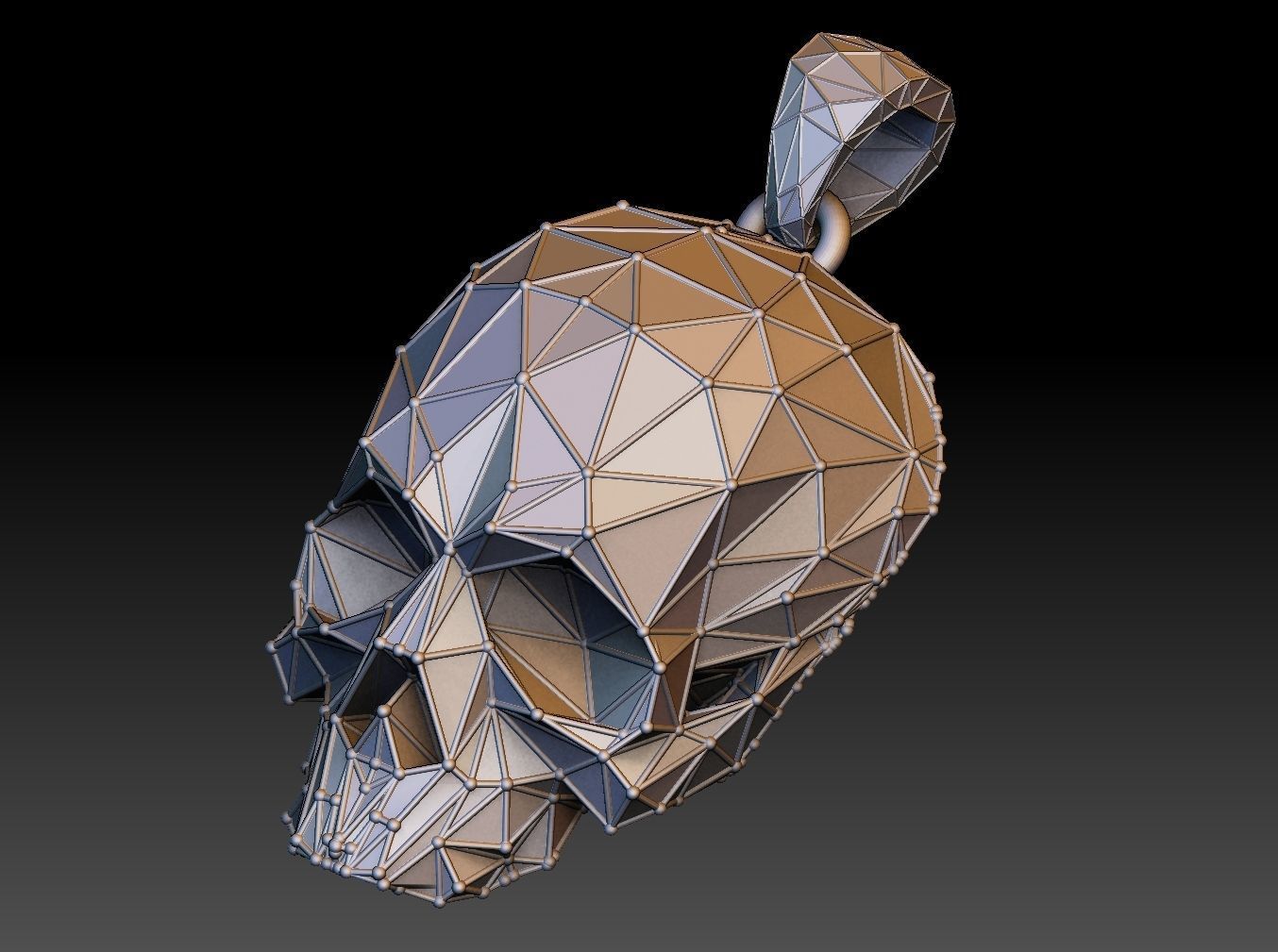 skull pendant lwo poly  3D print model_6