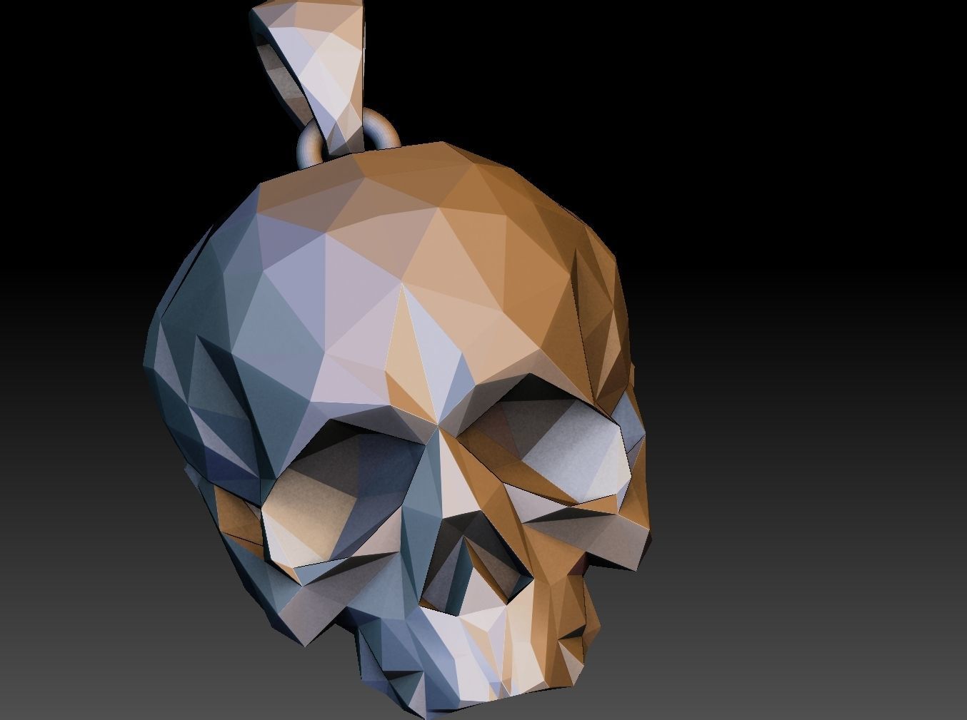 skull pendant lwo poly  3D print model_4