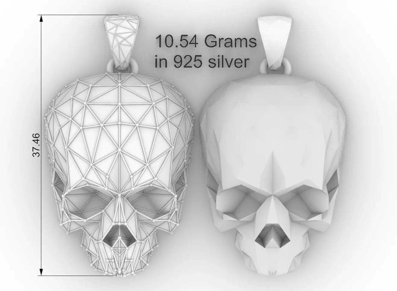 skull pendant lwo poly  3D print model_0