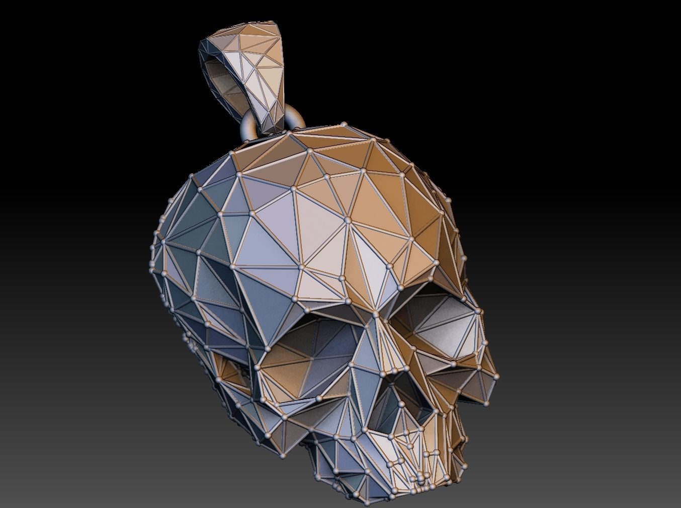 skull pendant lwo poly  3D print model_5