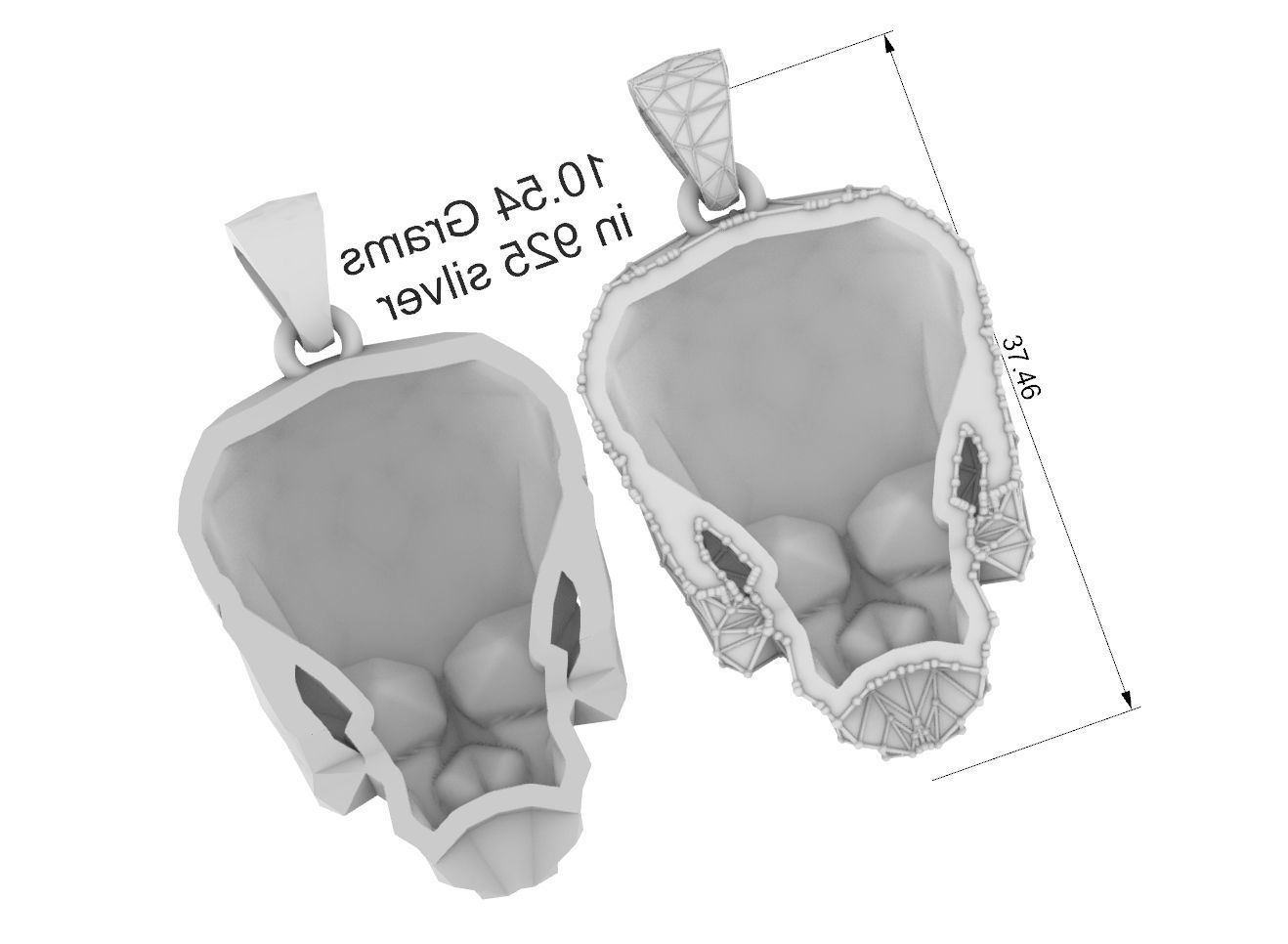 skull pendant lwo poly  3D print model_1