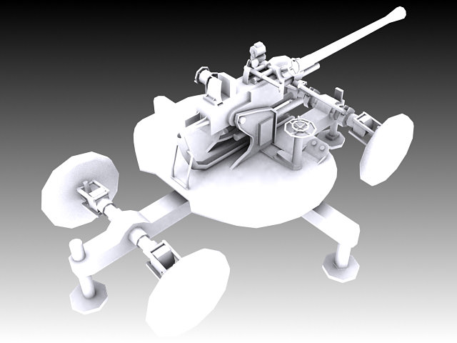 37mm M1939 61K Automatic Air Defense Gun 3D model_1