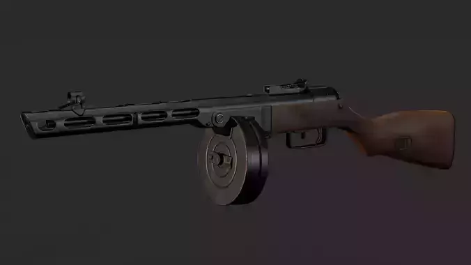 PPSH 41 Soviet 762 x 25 Submachinegun 3d model