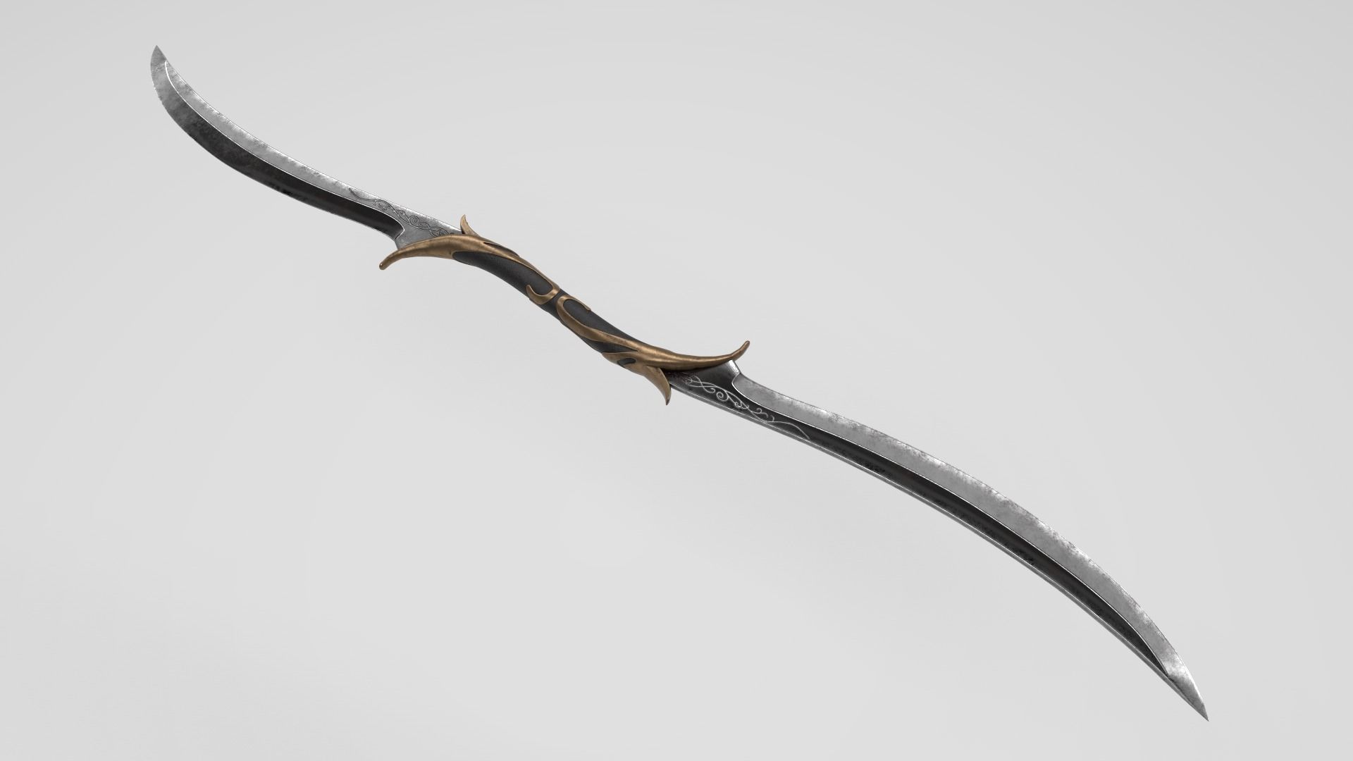 Two Blade Ancient Sword 3D model_1