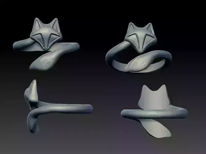 Stylized fox ring 3D print model