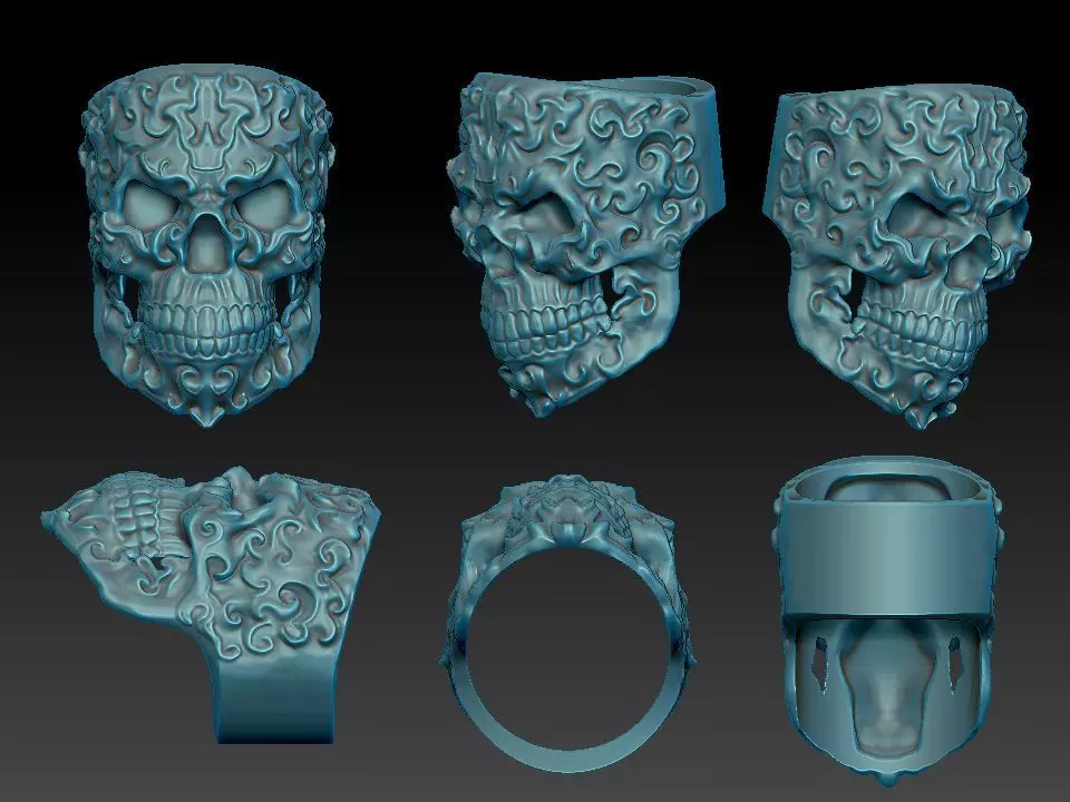 Decor Skull Ring 3D print model_0