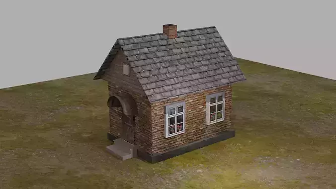 low poly art house