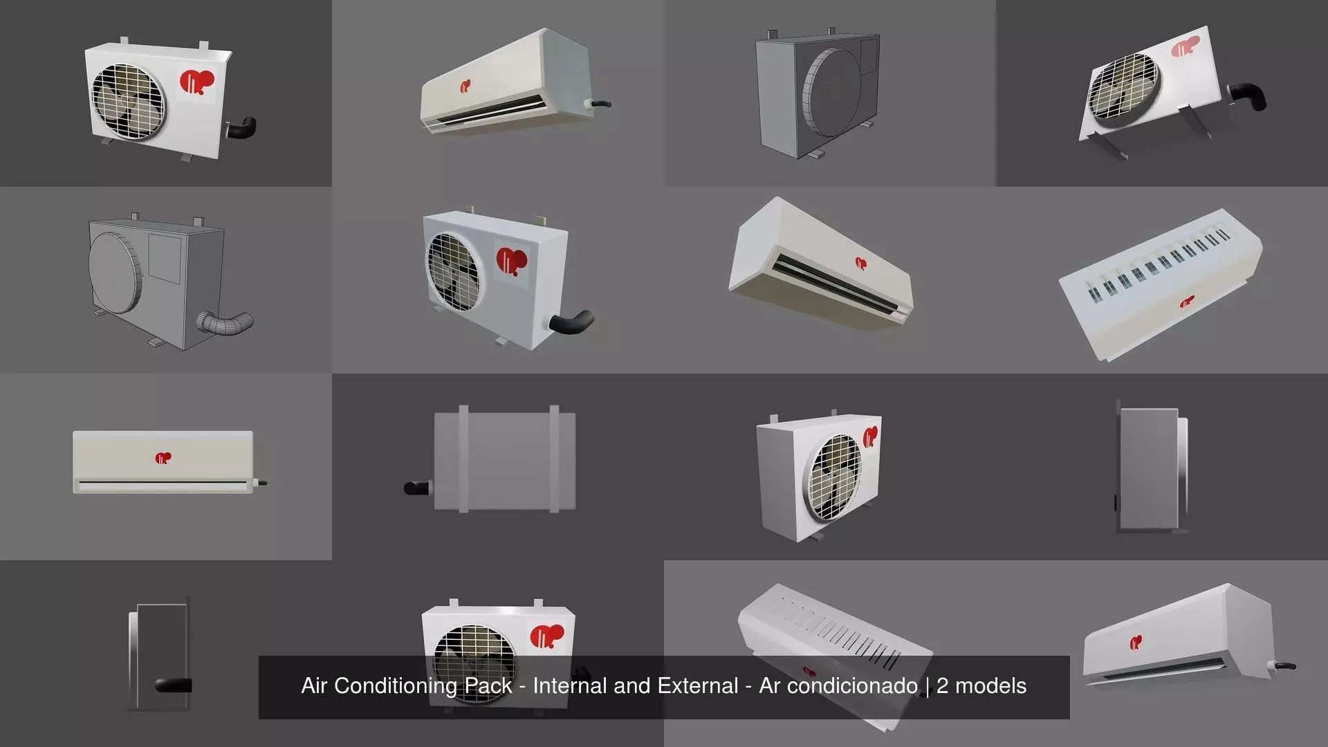 Air Conditioning Pack - Internal and External - Ar condicionado 3D Model Collection_0