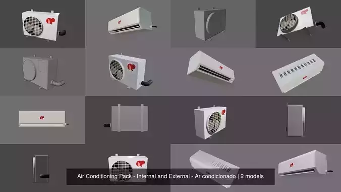 Air Conditioning Pack - Internal and External - Ar condicionado 3D Model Collection