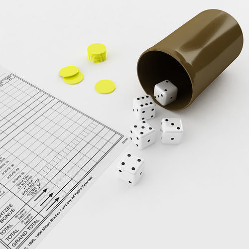 Yahtzee empty pill bottle with sheet of paper 3D model