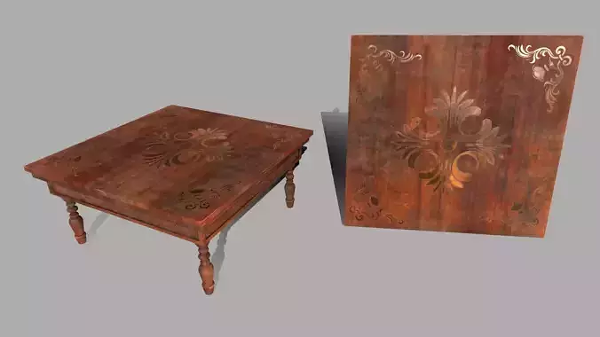 Table wooden with ornate design