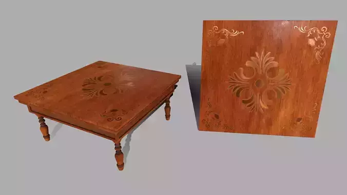 Table wooden with ornate design