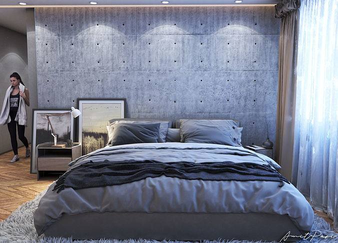 Bedroom Night and Day light 3D model
