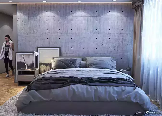 Bedroom Night and Day light 3D model