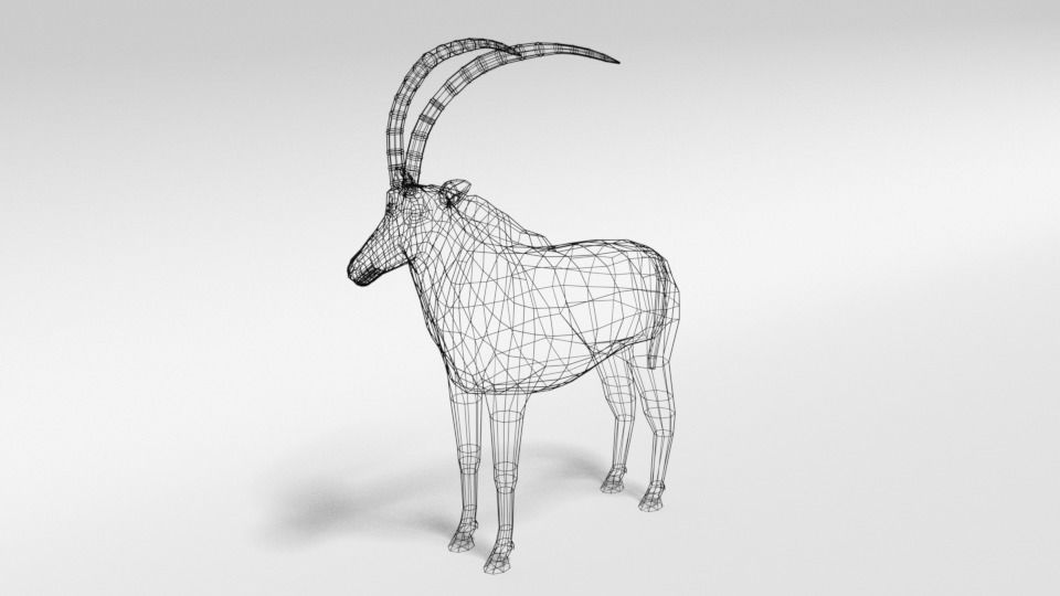 Low Poly Cartoon Sable Antelope Low-poly 3D model_9