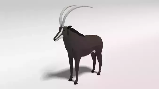 Low Poly Cartoon Sable Antelope Low-poly 3D model