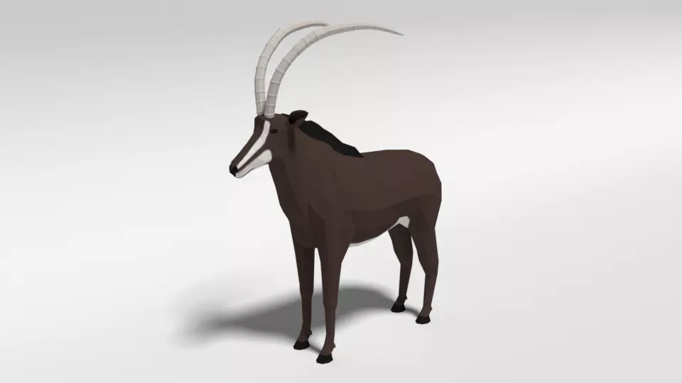 Low Poly Cartoon Sable Antelope Low-poly 3D model_0
