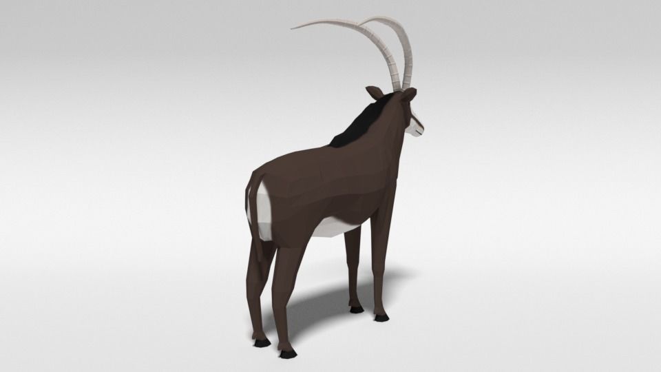 Low Poly Cartoon Sable Antelope Low-poly 3D model_4