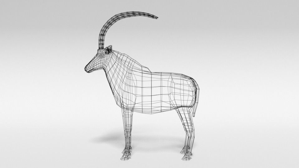Low Poly Cartoon Sable Antelope Low-poly 3D model_10